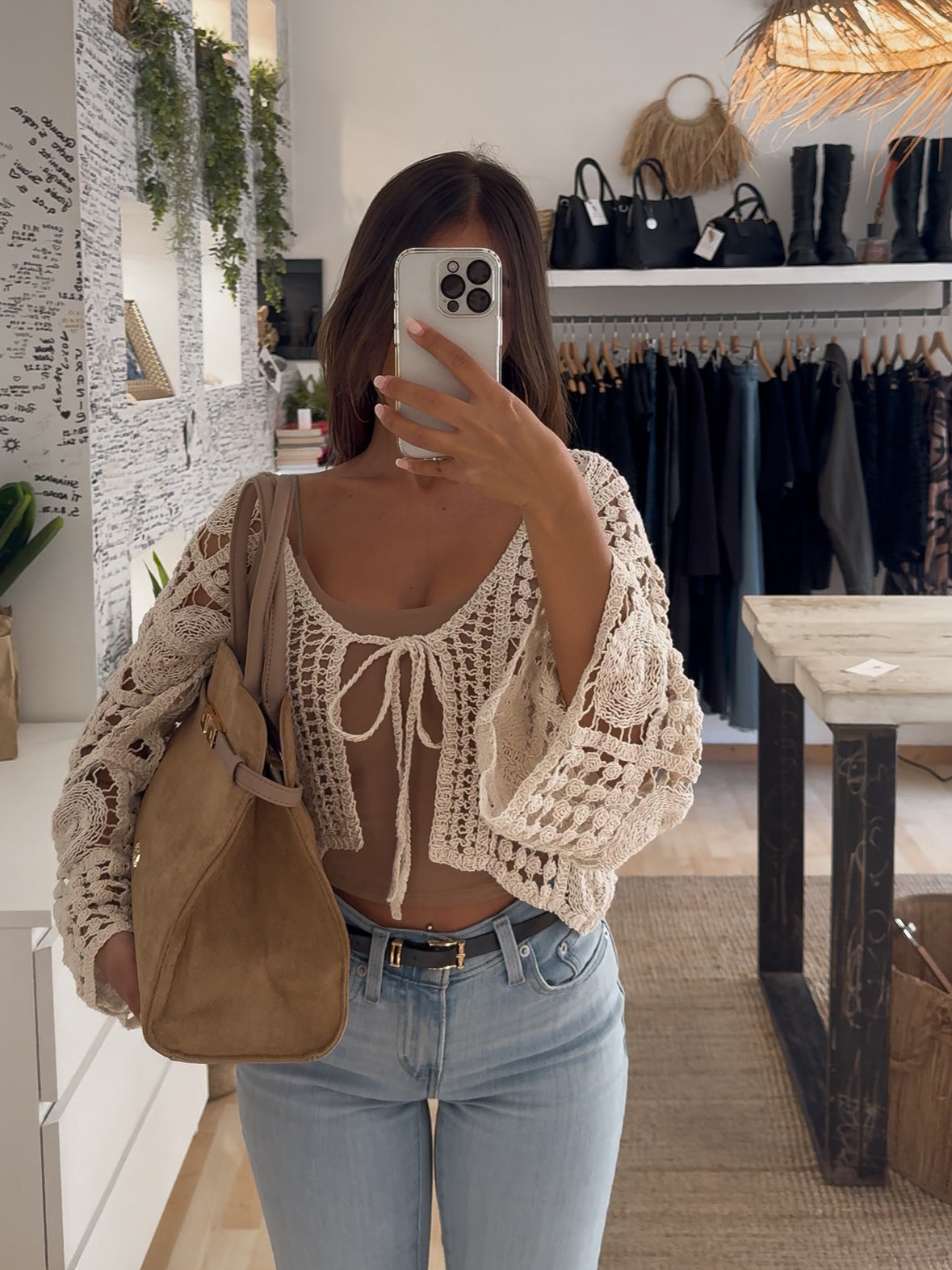 Golfinetto crop macrame