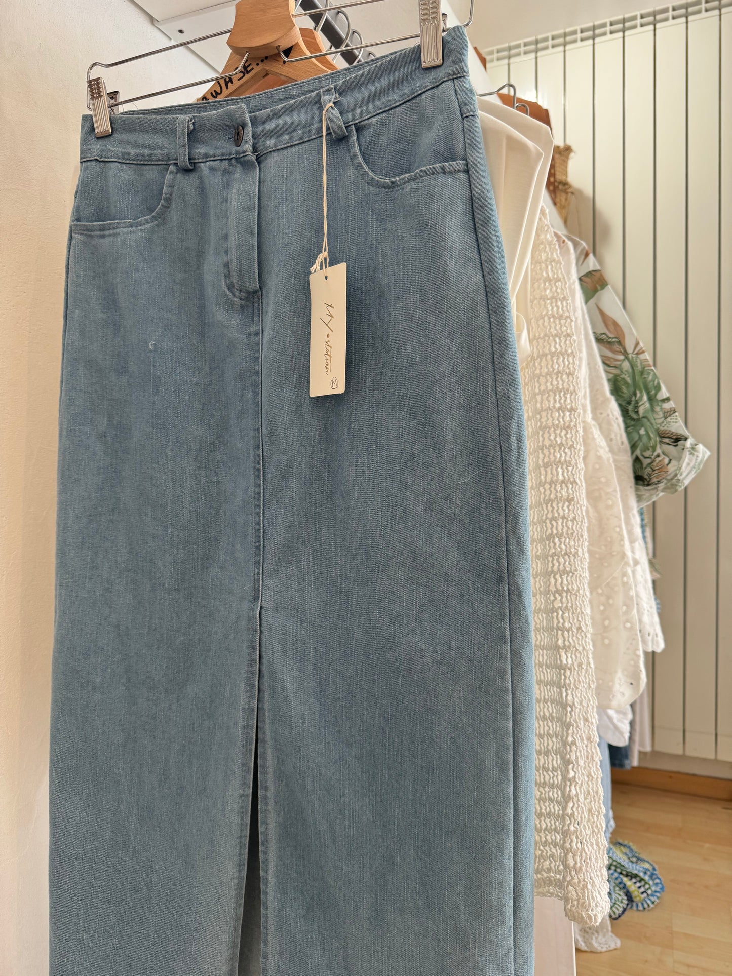 Denim long skirt