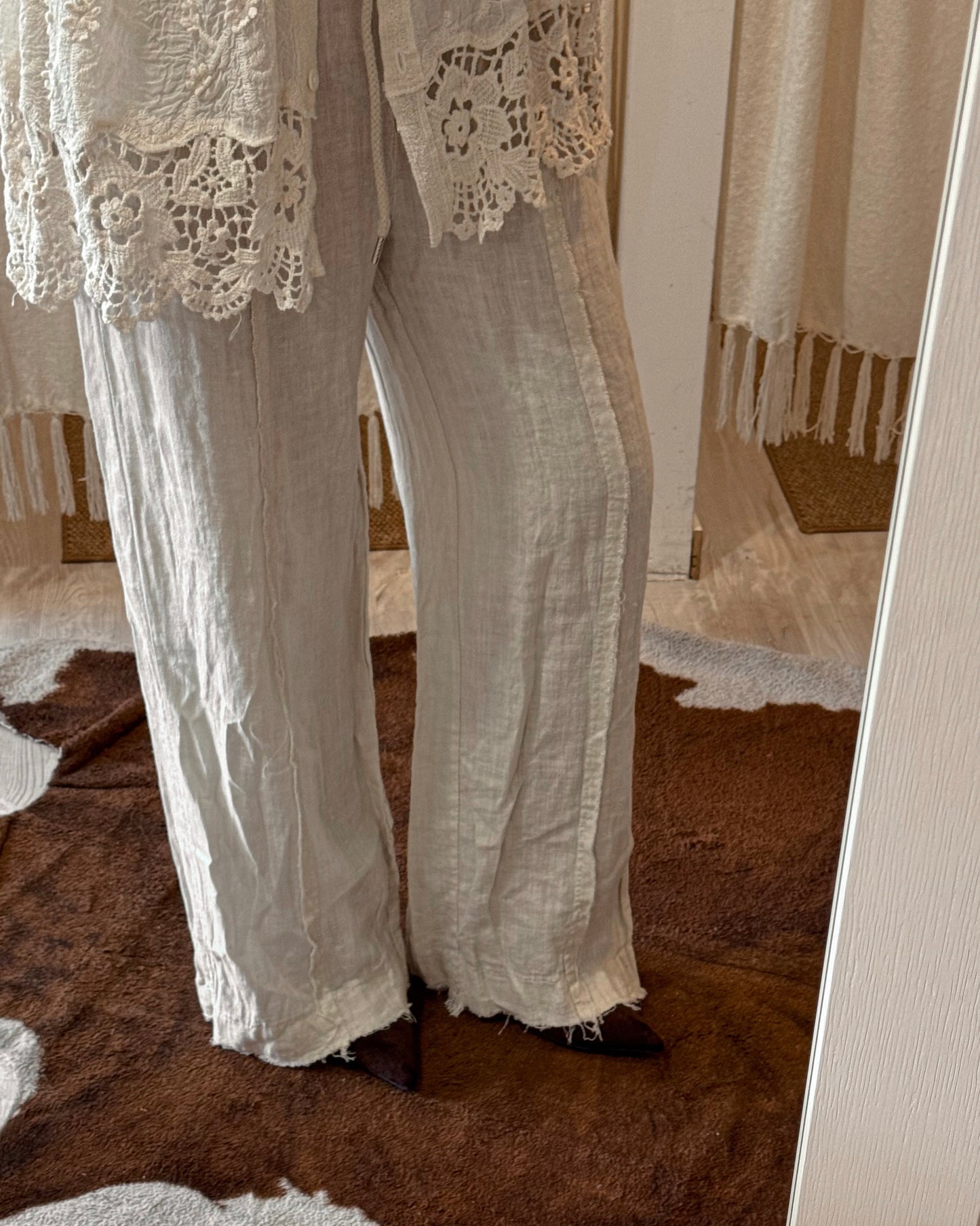 Pantalone grezzo 100% lino