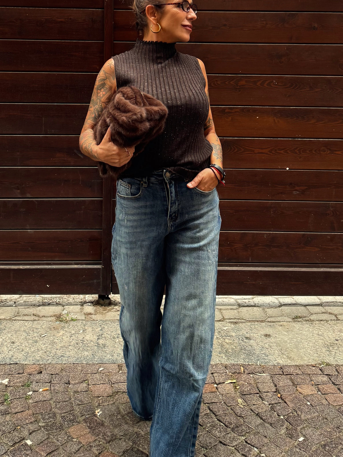 Top in maglia a coste