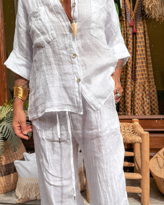 Pantalone con coulisse lino