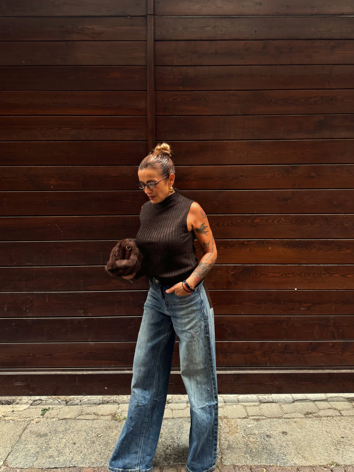 Top in maglia a coste