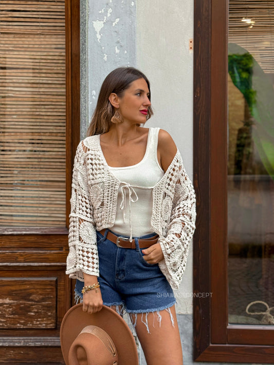 Golfinetto crop macrame