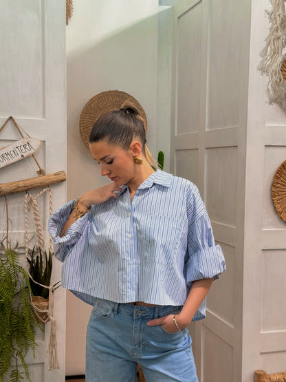 Camicia cropped righe
