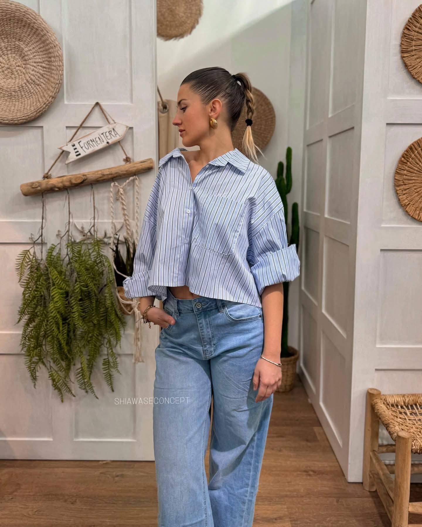 Jeans blu wide leg