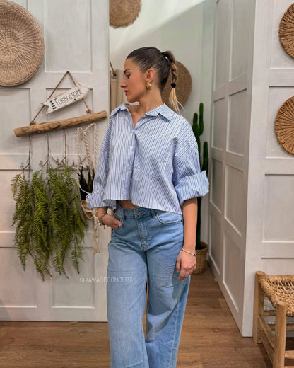 Jeans blu wide leg