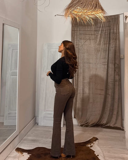 Jeans flare cioccolato