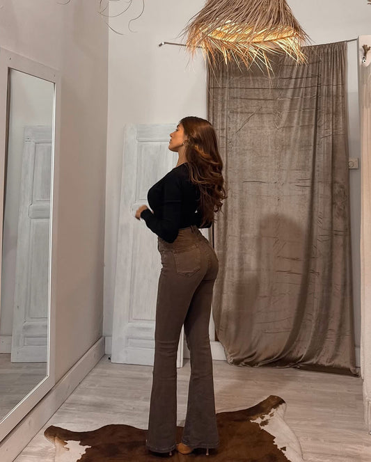 Jeans flare cioccolato
