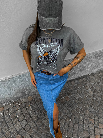 Denim long skirt