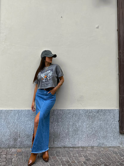 Denim long skirt
