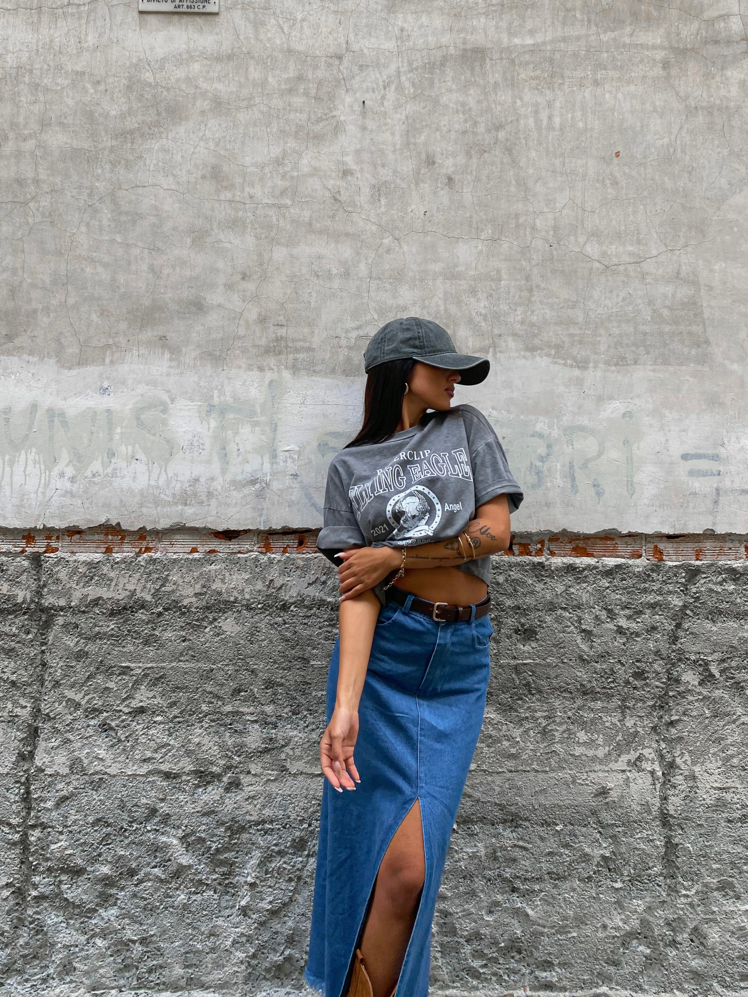 Denim long skirt